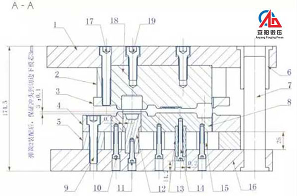 Assembly profile of compound trimming die of connecting rod forging
